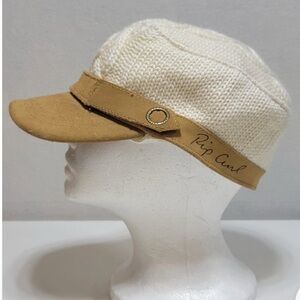 Rip Curl Cream Leather Wool Cap with Tan Brim